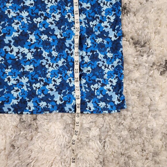 G/Fore Polo Shirt Men's XL Blue Floral Print Geometric Performance Golf Stretch - Picture 8 of 10